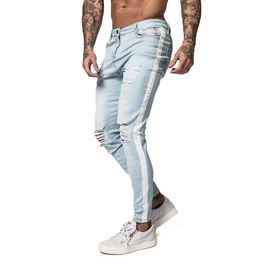 Skinny Jeans For Men Distressed Stretch Jeans Ice Blue