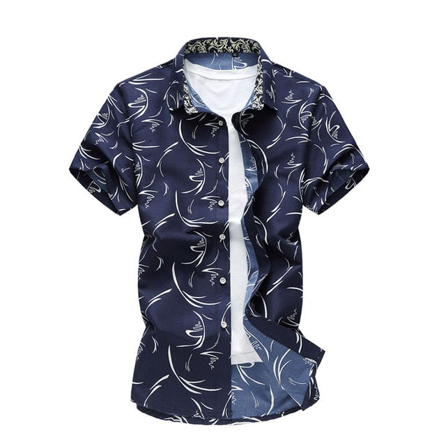 Casual Male Flower Print Beach Holiday Camisa Shirt