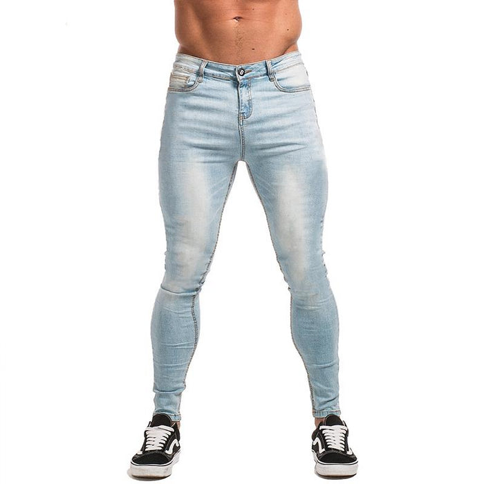 Skinny Jeans For Guys Stretch Jeans Light Blue Ripped Denim Jeans