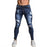 Men's Skinny Stretch Repaired Jeans Dark Blue