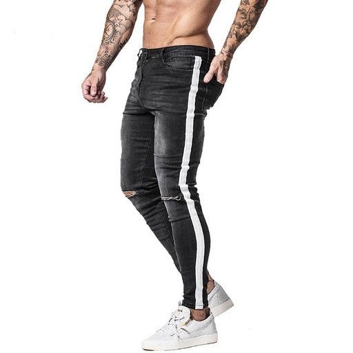 Skinny Jeans For Men Tape Side Distressed Jeans