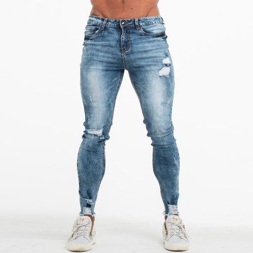 Mens Jeans Slim Fit Bottom Ripped Skinny Jeans