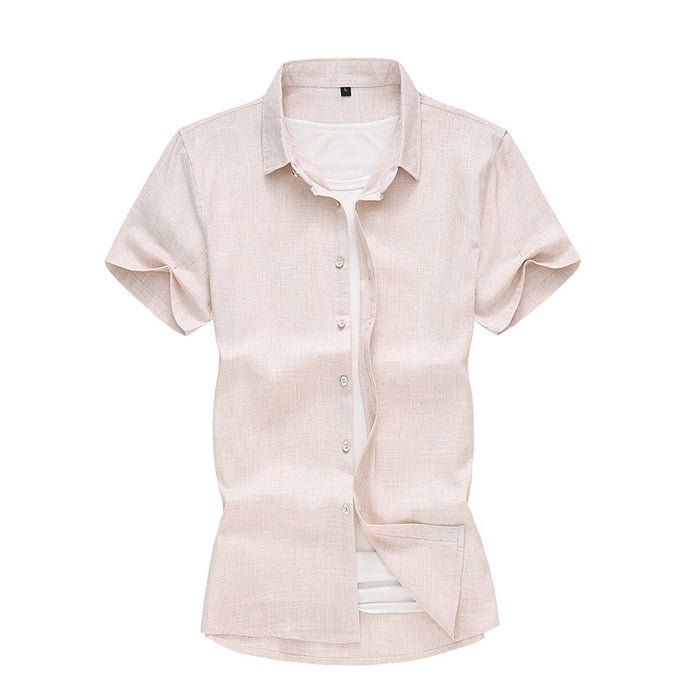 Cotton Linen Breathable Cool White Khaki Black Shirt