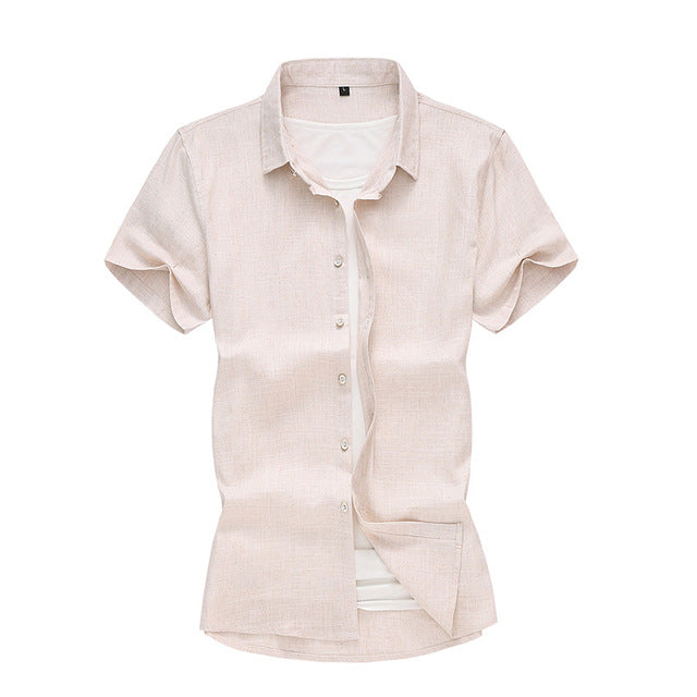 Cotton Linen Breathable Cool White Khaki Black Shirt
