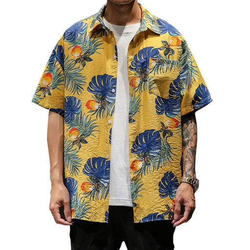 Casual Coconut Tree Pineapple Leaves Floral Printed Hawaii Shirts