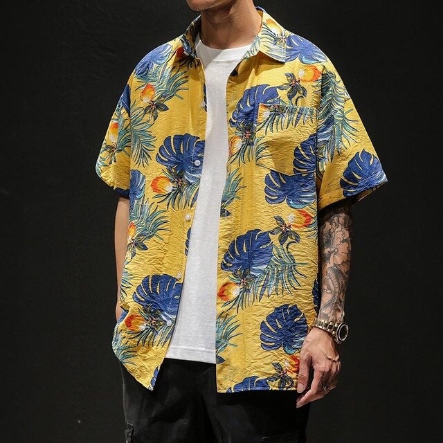 Casual Coconut Tree Pineapple Leaves Floral Printed Hawaii Shirts