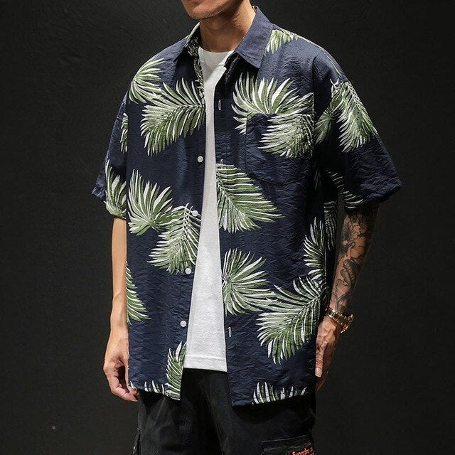 Casual Coconut Tree Pineapple Leaves Floral Printed Hawaii Shirts