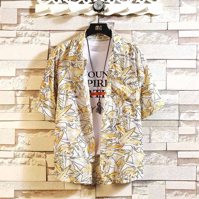 Pineapple Printed Beach Hawaii Short Sleeve Shirt