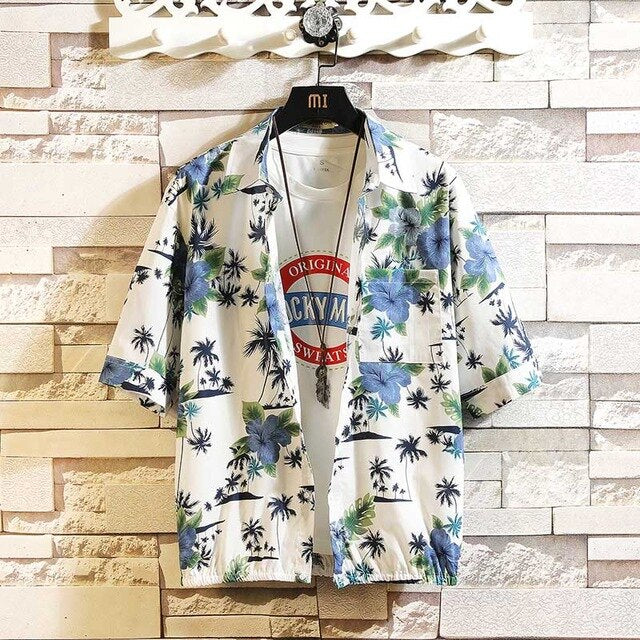 Pineapple Printed Beach Hawaii Short Sleeve Shirt