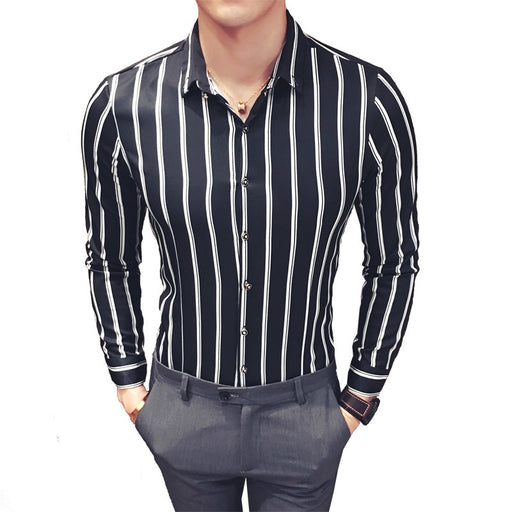 Slim Fit Korea Shirts Men Clothes Long Sleeve Shirts