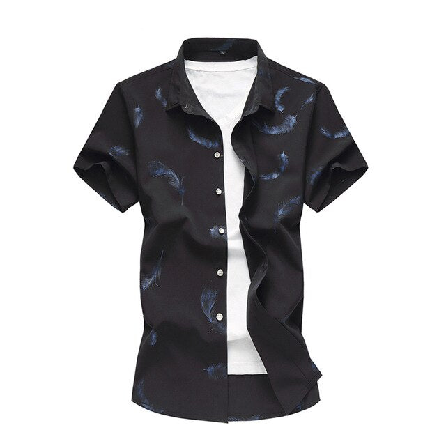 Feather Printed  Short Sleeve Shirt