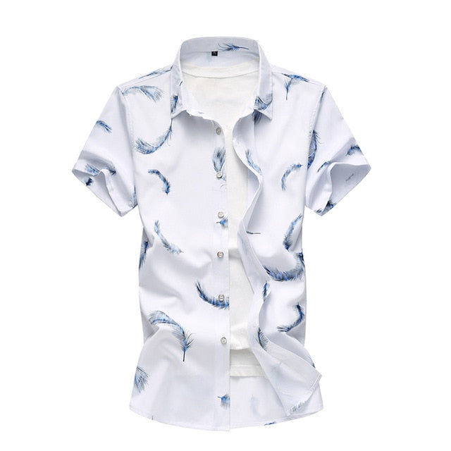 Feather Printed  Short Sleeve Shirt